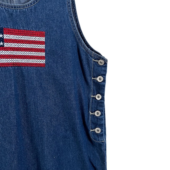 Lindsey Michelle American Flag Denim Jumper Dress - Picture 2 of 7